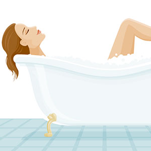 Baño caliente para reducir los cólicos menstruales.